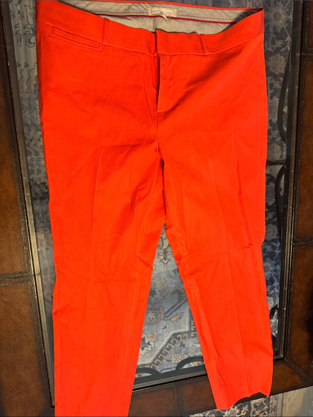 Banana Republic Bright Red Orange Slim Ankle Trousers
